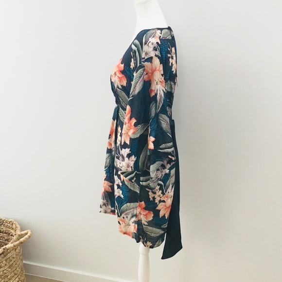 JETS size S Serendipity kaftan/cover up, tropical print on blue background BNWT - Picture 11 of 12